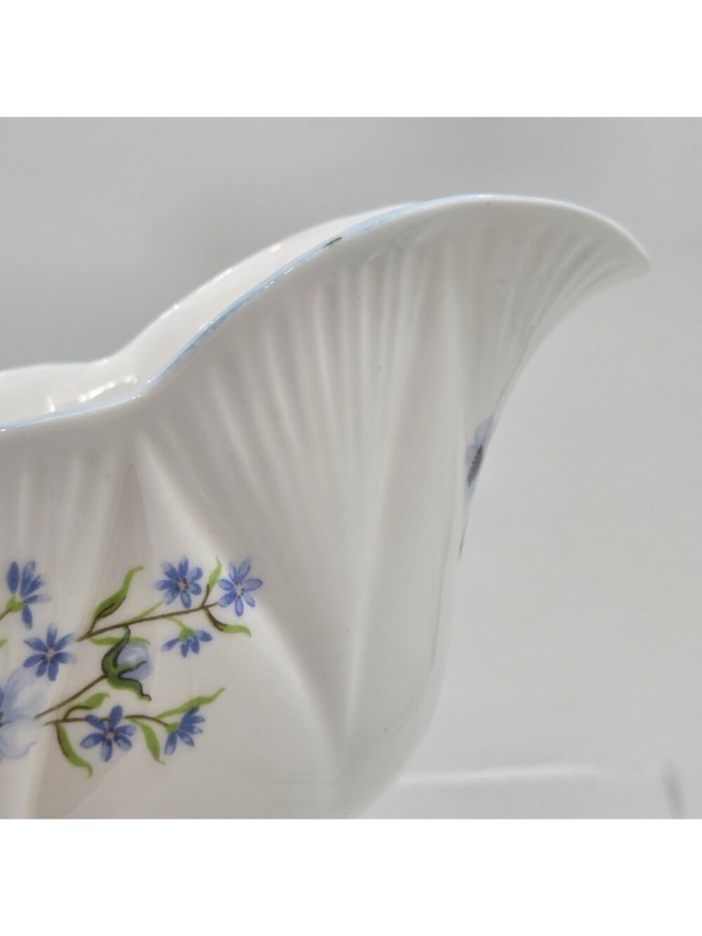 Shelley Blue Rock Dainty Gravy Boat Blue Trim Bone China English Botanical - Picture 8 of 10